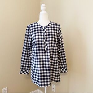 Talbots Long Sleeve Black & White Check Cotton Shirt Top - Medium